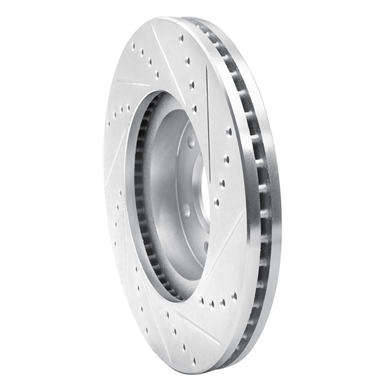 Infiniti Q45 Brake Rotor (1) - Front Left - R1 Concepts - Drilled & Slotted - Silver - `97-`01